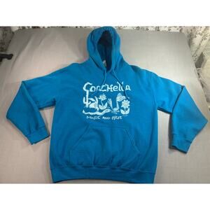 Coachella Music And Arts Fest Hoodie Mens Medium Blue Festival Graphic Pullover
